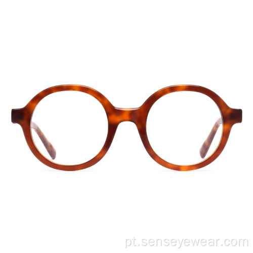 Projeto redondo vintage unissex acetato óculos óculos de moldura